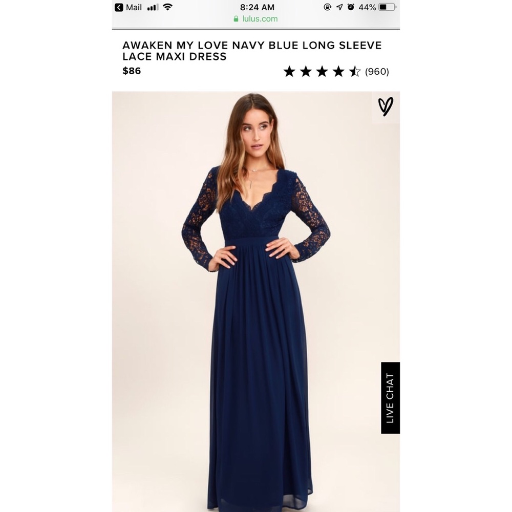 Navy Blue Long Sleeve Lace Maxi Dress from Lulus